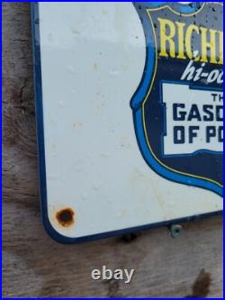 Vintage Richfield Porcelain Sign Hi-octane Power Gas Pump Plate Car Truck Eagle