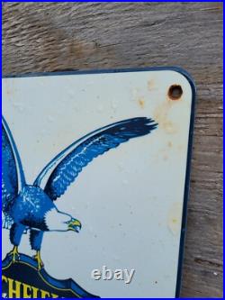 Vintage Richfield Porcelain Sign Hi-octane Power Gas Pump Plate Car Truck Eagle