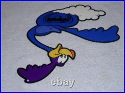 Vintage Roadrunner Looney Tunes Road Runner Plymouth Car Metal Gasoline Oil Sign