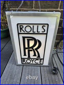 Vintage Rolls Royce Light Up Sign Gas Oil Rr Luxury Automobile Uk Car Dealer