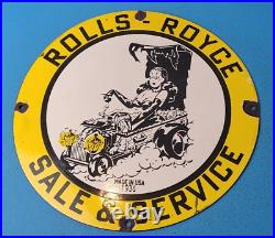 Vintage Rolls Royce Porcelain Gas Oil Auto German Sales Service Motor Sign