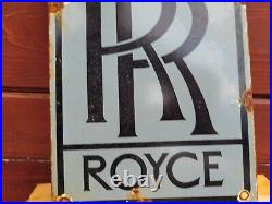 Vintage Rolls Royce Porcelain Sign British Automobile Dealer Automotive Service