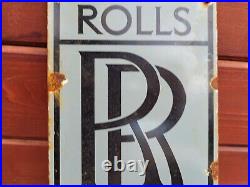 Vintage Rolls Royce Porcelain Sign British Automobile Dealer Automotive Service