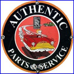Vintage Rolls Royce Porcelain Sign Dealership Auto Phantom Ghost Engine Gas Oil