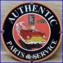 Vintage Rolls Royce Porcelain Sign Dealership Auto Phantom Ghost Engine Gas Oil