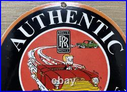 Vintage Rolls Royce Porcelain Sign Dealership Auto Phantom Ghost Engine Gas Oil