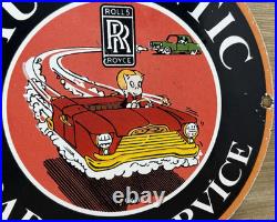 Vintage Rolls Royce Porcelain Sign Dealership Auto Phantom Ghost Engine Gas Oil