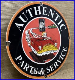 Vintage Rolls Royce Porcelain Sign Dealership Auto Phantom Ghost Engine Gas Oil