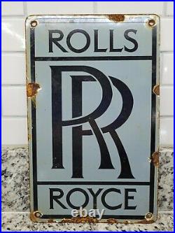 Vintage Rolls Royce Porcelain Sign Metal Automobil Automotive Gasoline Oil Lube