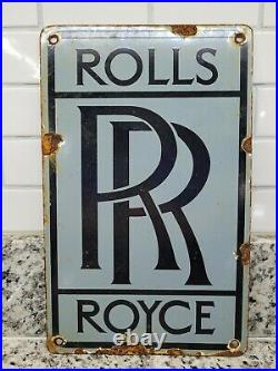 Vintage Rolls Royce Porcelain Sign Metal Automobil Automotive Gasoline Oil Lube