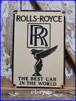 Vintage Rolls Royce Porcelain Sign Old England Luxury Automobile Auto Gas Car