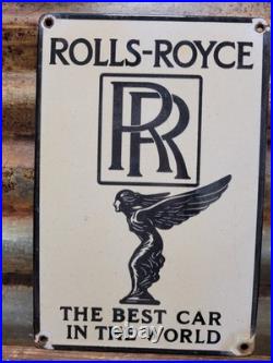 Vintage Rolls Royce Porcelain Sign Old England Luxury Automobile Auto Gas Car