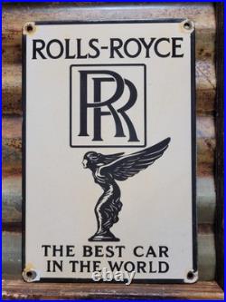 Vintage Rolls Royce Porcelain Sign Old England Luxury Automobile Auto Gas Car