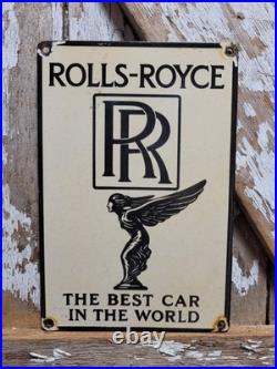 Vintage Rolls Royce Porcelain Sign Old England Luxury Automobile Auto Gas Car