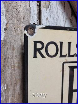 Vintage Rolls Royce Porcelain Sign Old England Luxury Automobile Auto Gas Car