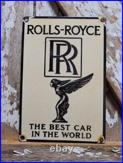 Vintage Rolls Royce Porcelain Sign Old England Luxury Automobile Auto Gas Car