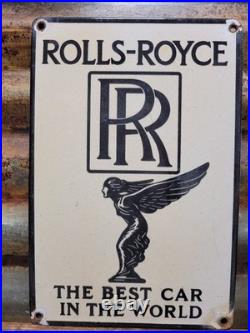 Vintage Rolls Royce Porcelain Sign Old England Luxury Automobile Auto Gas Car