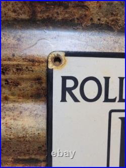 Vintage Rolls Royce Porcelain Sign Old England Luxury Automobile Auto Gas Car