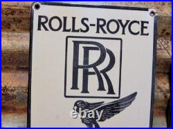 Vintage Rolls Royce Porcelain Sign Old England Luxury Automobile Auto Gas Car