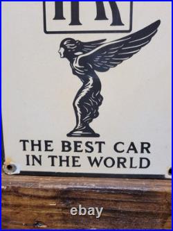 Vintage Rolls Royce Porcelain Sign Old England Luxury Automobile Auto Gas Car