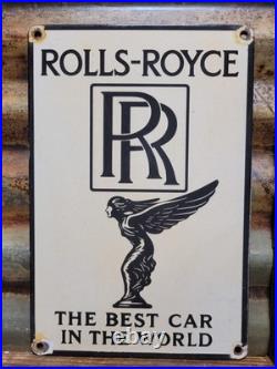 Vintage Rolls Royce Porcelain Sign Old England Luxury Automobile Auto Gas Car