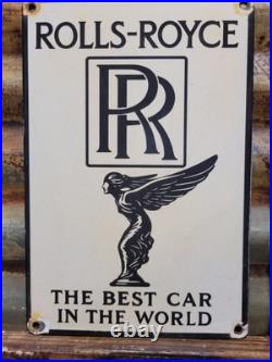 Vintage Rolls Royce Porcelain Sign Old England Luxury Automobile Auto Gas Car