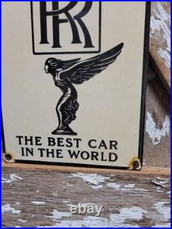 Vintage Rolls Royce Porcelain Sign Old England Luxury Automobile Auto Gas Car
