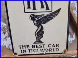 Vintage Rolls Royce Porcelain Sign Old England Luxury Automobile Auto Gas Car