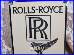 Vintage Rolls Royce Porcelain Sign Old England Luxury Automobile Auto Gas Car