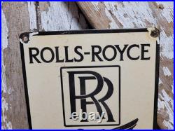 Vintage Rolls Royce Porcelain Sign Old England Luxury Automobile Auto Gas Car