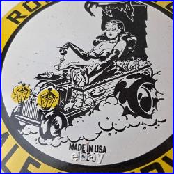 Vintage Rolls Royce Sign Service Sales Automobile Gas Pump Porcelain Sign