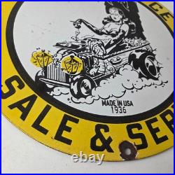 Vintage Rolls Royce Sign Service Sales Automobile Gas Pump Porcelain Sign