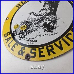 Vintage Rolls Royce Sign Service Sales Automobile Gas Pump Porcelain Sign