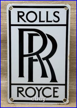 Vintage Rolls-royce Porcelain Sign Rr Dealership Garage Advertising 12 Man Cave