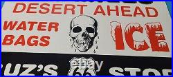 Vintage Route 66 Porcelain Gas Auto Stop General Store Skull Ice Diner Sign