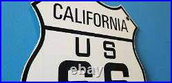 Vintage Route 66 Porcelain Metal Gasoline Auto Highway California USA Sign