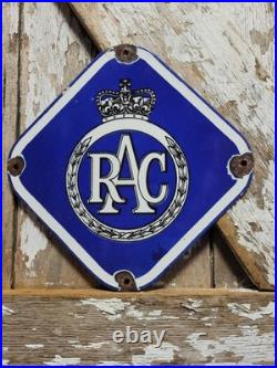 Vintage Royal Automobile Club Porcelain Sign Old British Rac Advertising Diamond