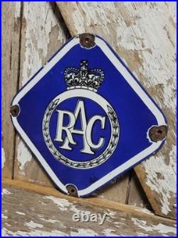 Vintage Royal Automobile Club Porcelain Sign Old British Rac Advertising Diamond