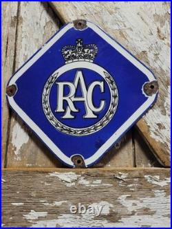 Vintage Royal Automobile Club Porcelain Sign Old British Rac Advertising Diamond