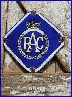 Vintage Royal Automobile Club Porcelain Sign Old British Rac Advertising Diamond