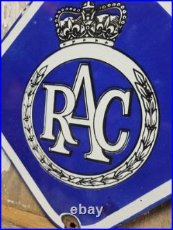 Vintage Royal Automobile Club Porcelain Sign Old British Rac Advertising Diamond