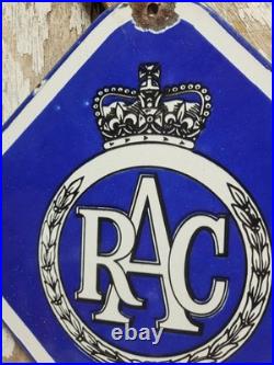 Vintage Royal Automobile Club Porcelain Sign Old British Rac Advertising Diamond