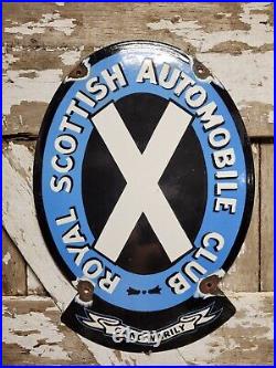 Vintage Royal Scottish Automobile Club Porcelain Sign Old Scotland Car Display