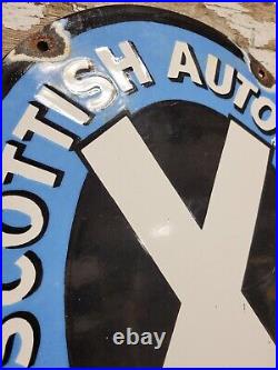 Vintage Royal Scottish Automobile Club Porcelain Sign Old Scotland Car Display