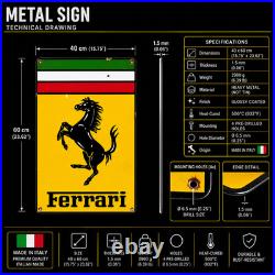Vintage Rusted Ferrari Prancing Horse Heavy Metal Sign 40×60 cm (15.7×23.6)