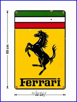 Vintage Rusted Ferrari Prancing Horse Heavy Metal Sign 40×60 cm (15.7×23.6)