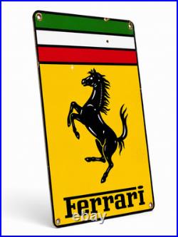 Vintage Rusted Ferrari Prancing Horse Heavy Metal Sign 40×60 cm (15.7×23.6)