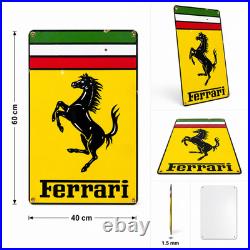 Vintage Rusted Ferrari Prancing Horse Heavy Metal Sign 40×60 cm (15.7×23.6)