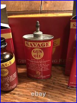 Vintage Savage Gun Oil, Solvent and Grease Boxed Kit Gun Oil Auto Tin Can