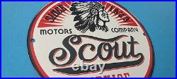 Vintage Scout Motor Co Porcelain Gas Oil Automobile Serivce Pump Plate Rack Sign
